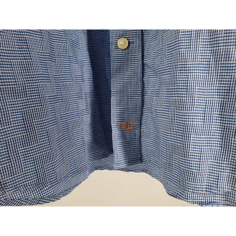 Thomas Dean Sleek Mens Blue‎ Check Plaid Designer Button Front Shirt Size 2X - Picture 4 of 6